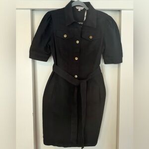 Nannette Lapore Black Mini Denim Dress with Gold Accents 19” P2P